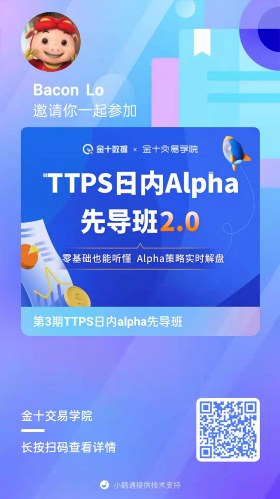 金十交易学院 第3期TTPS日内Alpha先导班2.0开课在即，可扫码了解详情