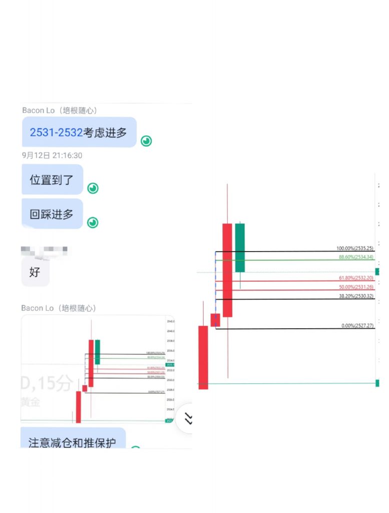 图十二：XAUUSD十五分钟失效Pinbar（2024年9月12日晚回踩2531多）